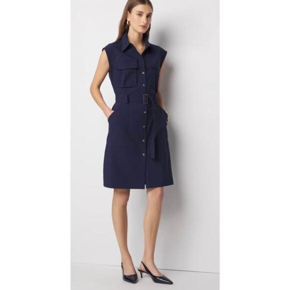 White House Black Market New WHBM Cap Sleeve Utility Mini Shirt Dress 0
